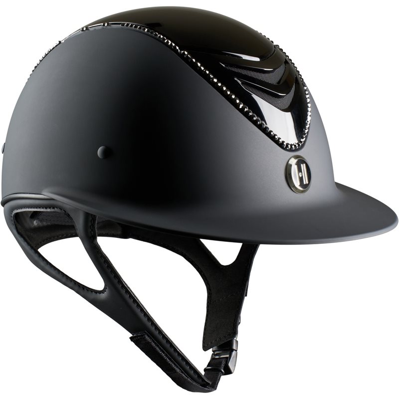 One K Avancé Lux Riding Helmet, Glossy Top, Black Swarowski Pipe