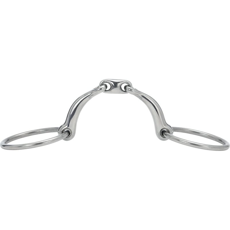 HorseGuard Curved Double Jointed Snaffle Bit Silver, 14mm