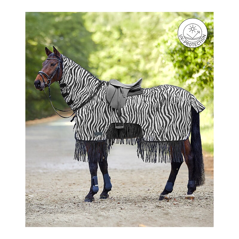 Fly sheet with saddle cut and fringes