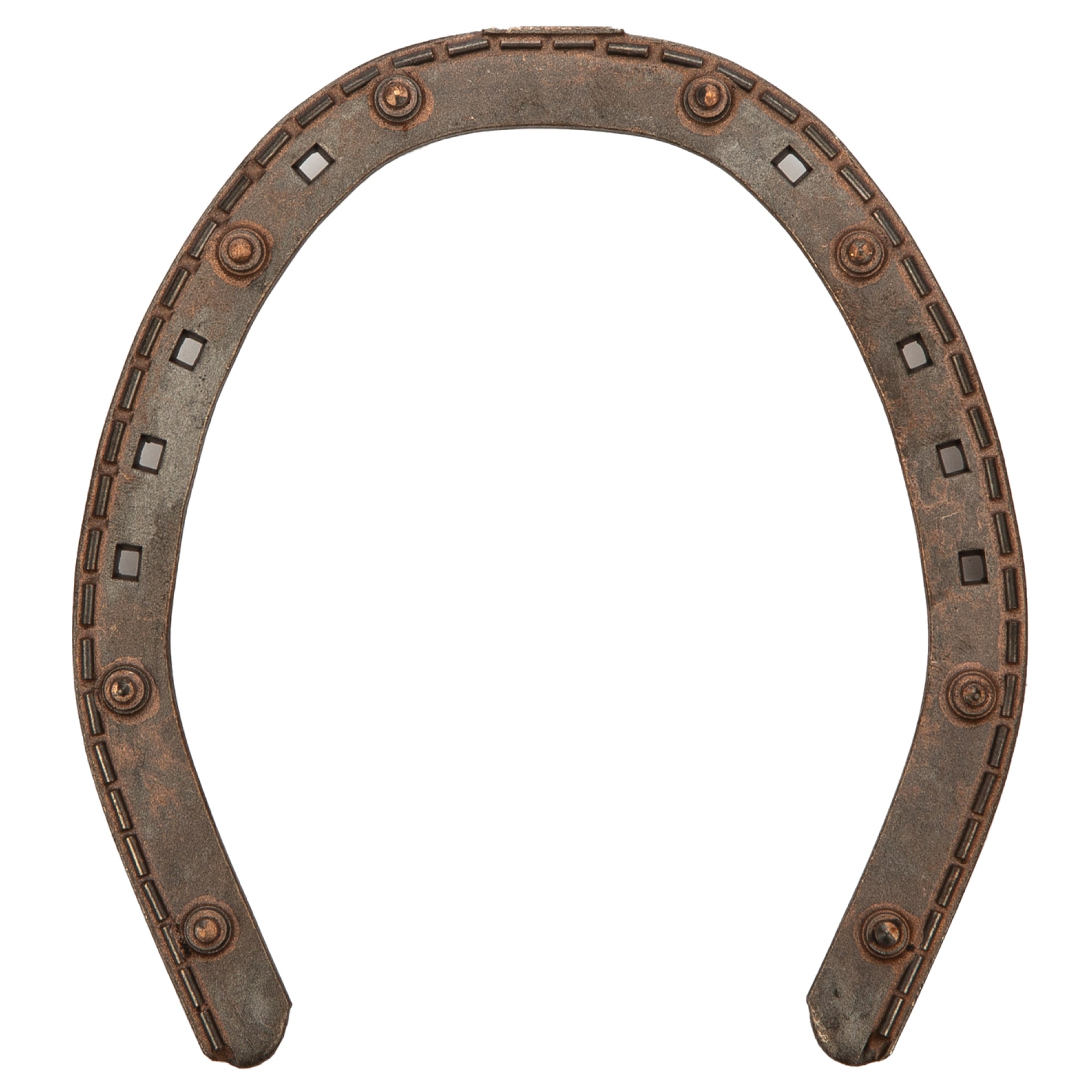 Hard metal horseshoe (goldshoe) 15x5, hind, w/8 studs (7mm)