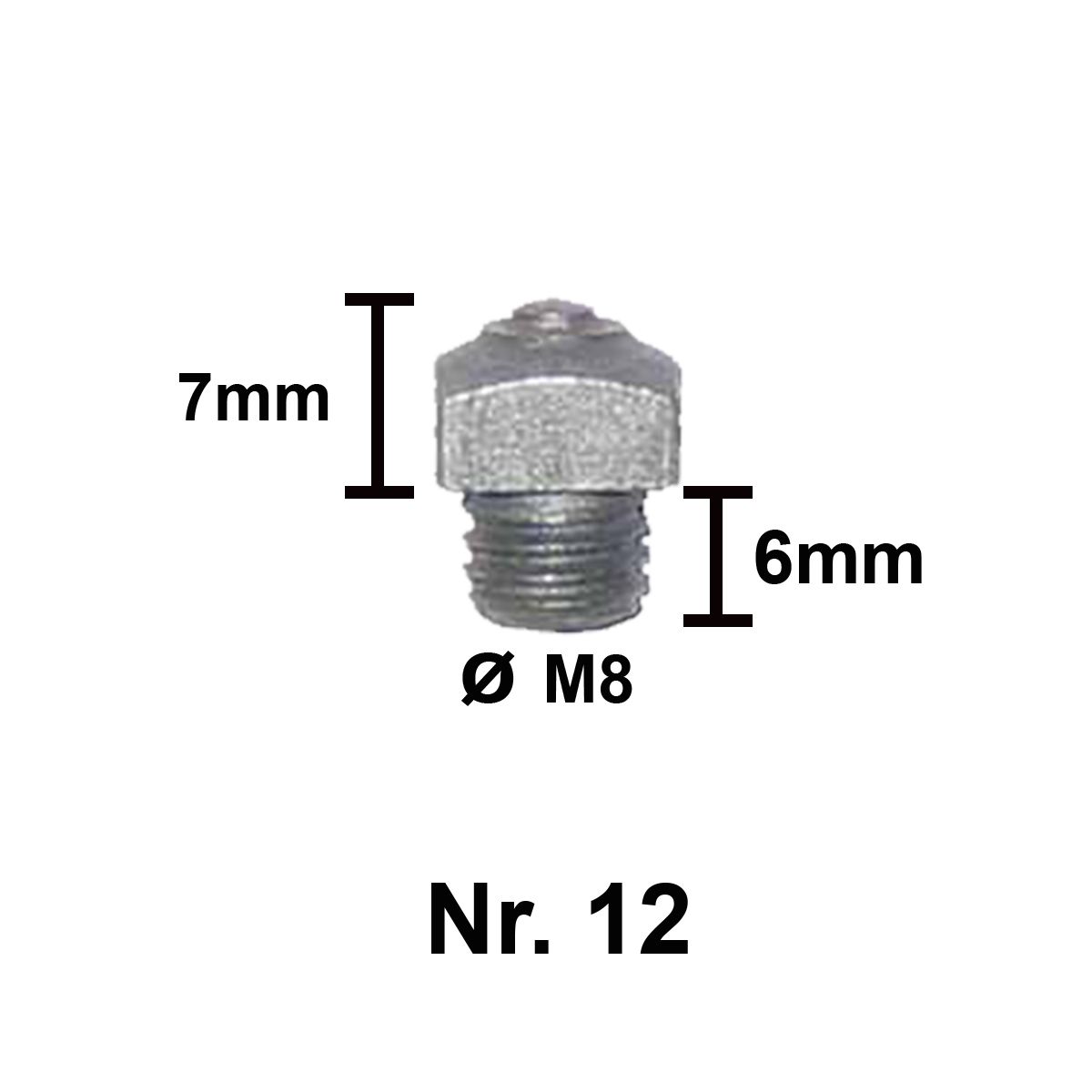 Tuna hokki NR 12 (7mm) M8-6mm (3102), kpl