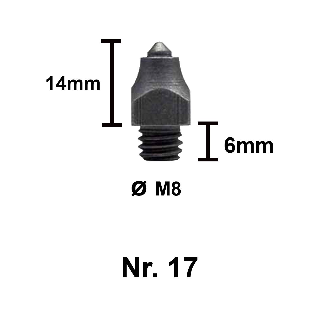 Tuna hokki NR 17 (14mm) M8-6mm (3139), kpl