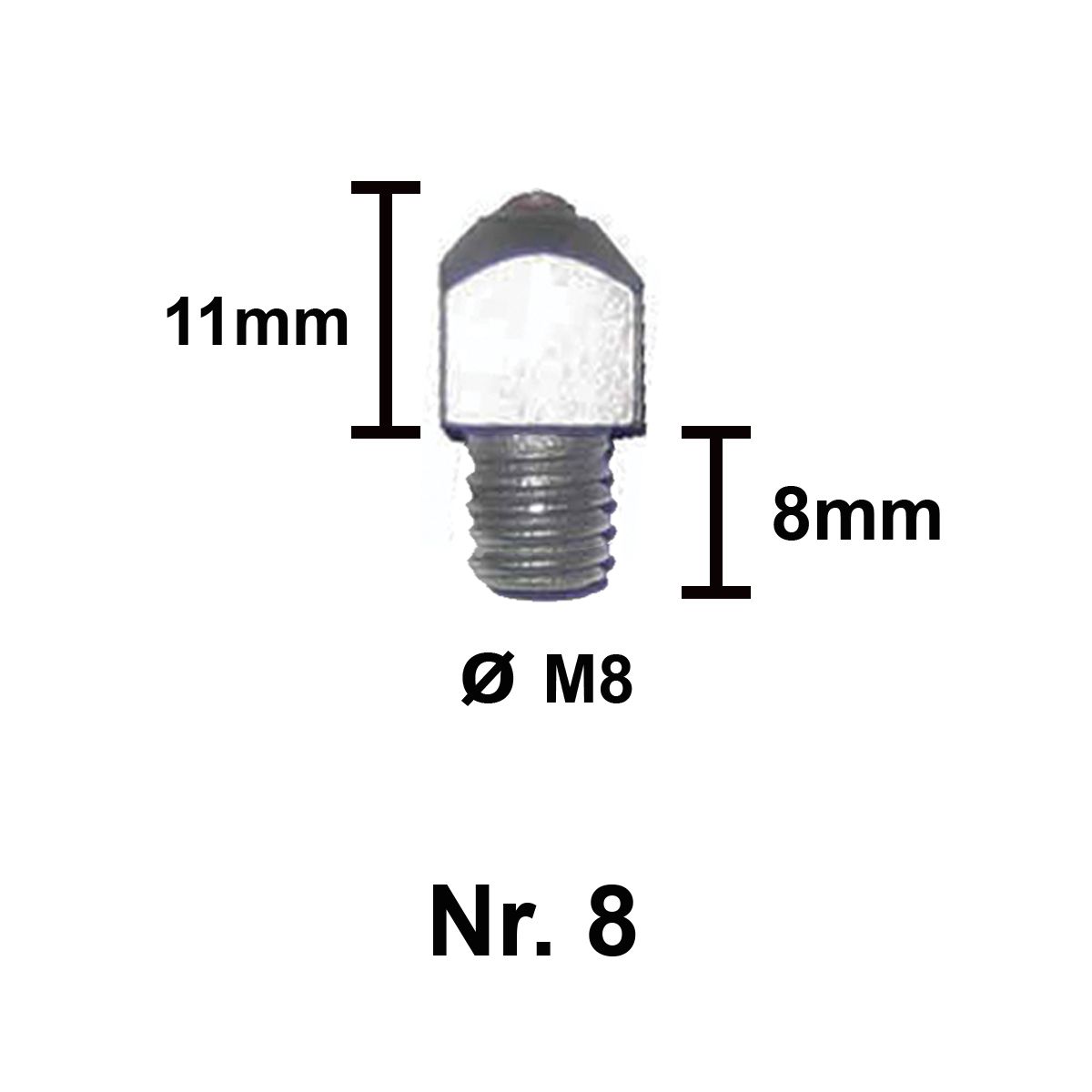 Tuna hokki NR 8 (11mm) M8-8mm (3112), kpl