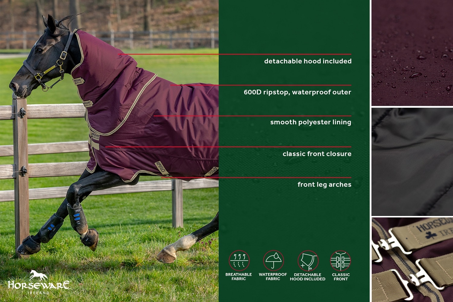 Amigo Hero Ripstop Plus Turnout Rug with Detachable Neck, 100g