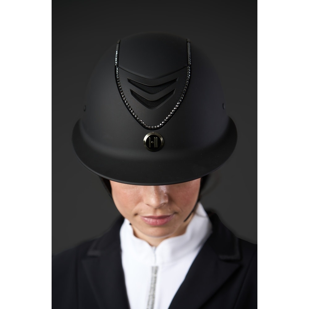 Kask jeździecki One K Avancé Lux, czarny z kryształkami Swarovskiego