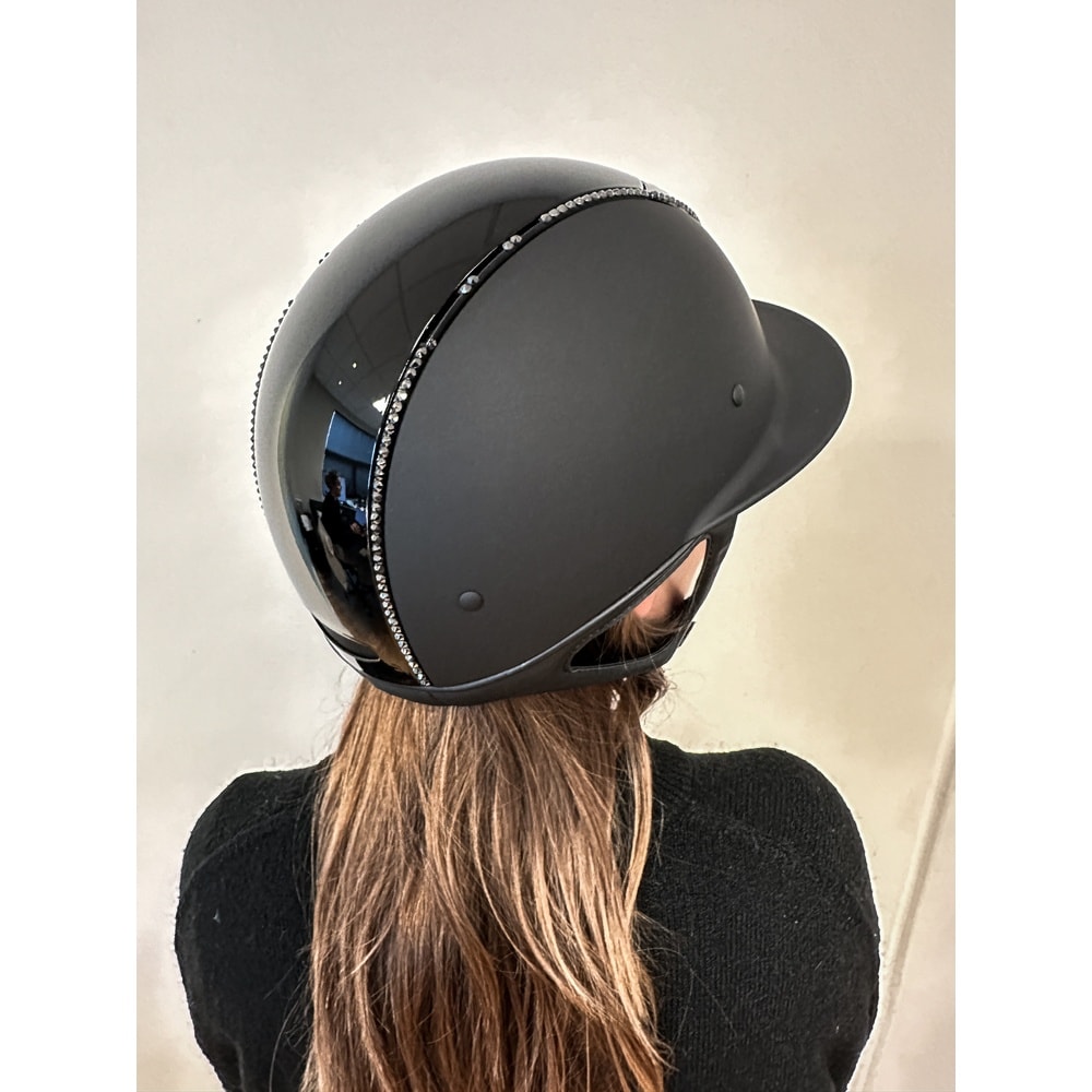 One K Avancé Lux Riding Helmet, Glossy Top, Black Swarowski Pipe - Finntack