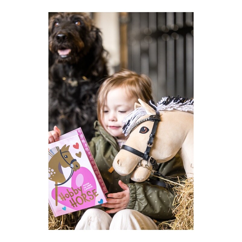 Cabezada para Caballo de Palo, negra con piedras plateadas