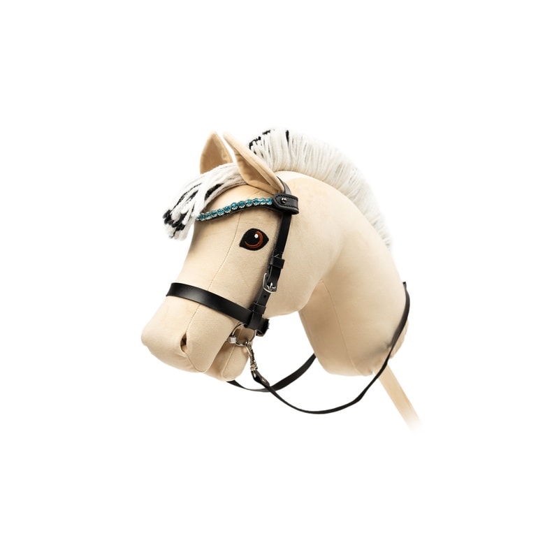 My Hobby Horse Pannband, svart med blå stenar