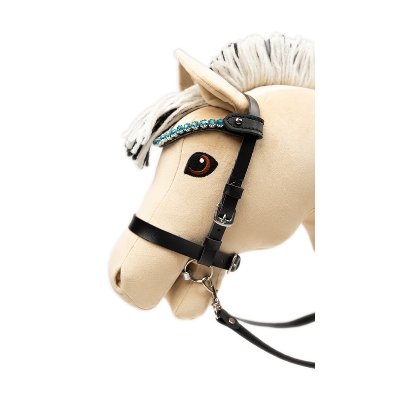 My Hobby Horse Pannband, svart med blå stenar