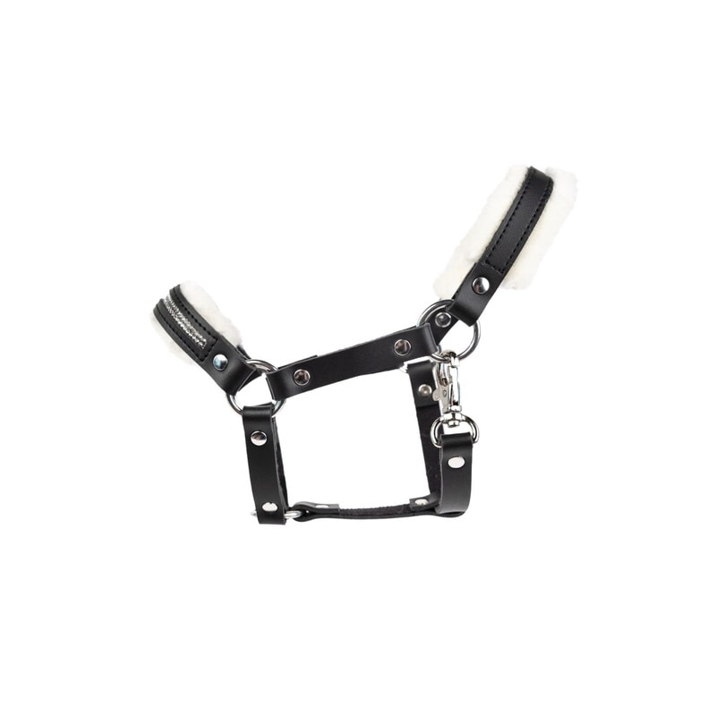 Mi cabezada para Hobby Horse con felpa y piedras