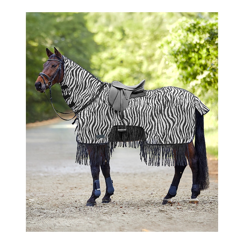 Zebra-flugtäcke med sadelskärning och fransar