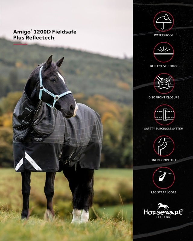 Horseware Amigo 1200D FieldSafe Reflectech Plus Couverture Extérieure 0g